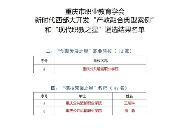 电子游戏在新时代西部大开发“产教融合典型案例”和“现代职教之星”遴选中创佳绩
